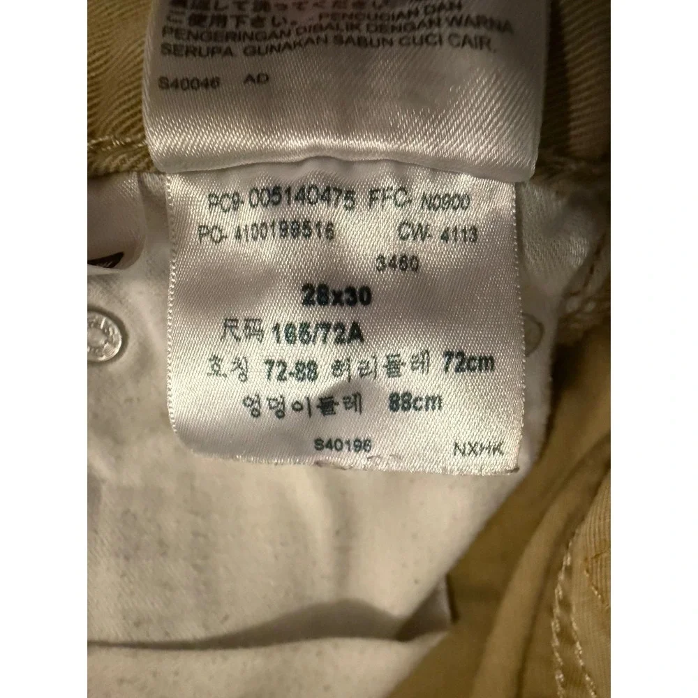 Levi's 514 Straight Fit Pants Mens 28x30 Tan Khaki White Tab Cotton Twill